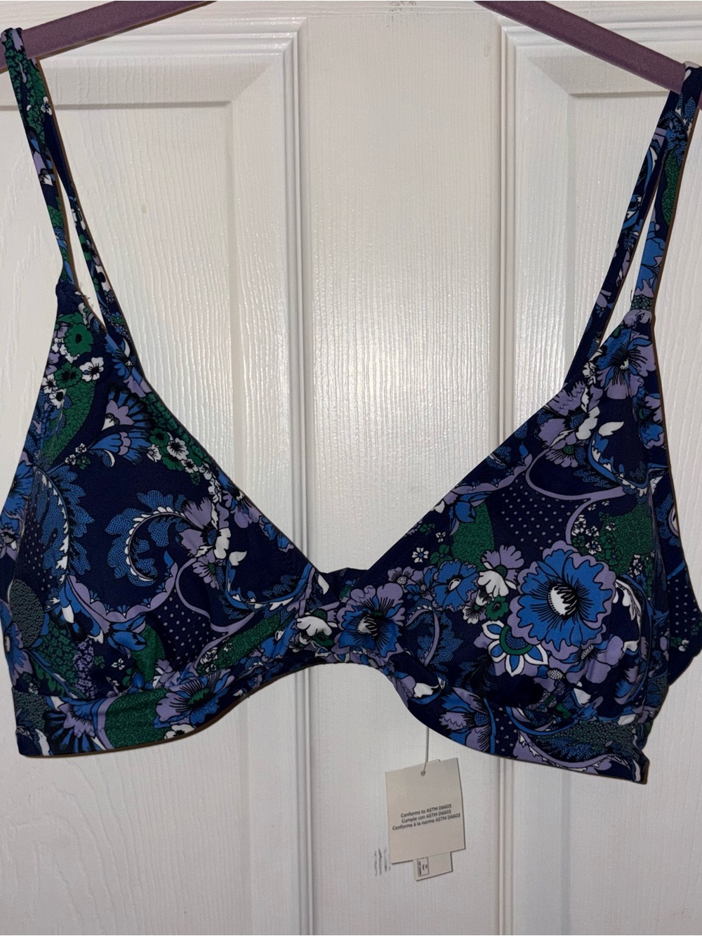 Amazon Essentials Women's 2X Bikini Top Blue Floral Paisley
